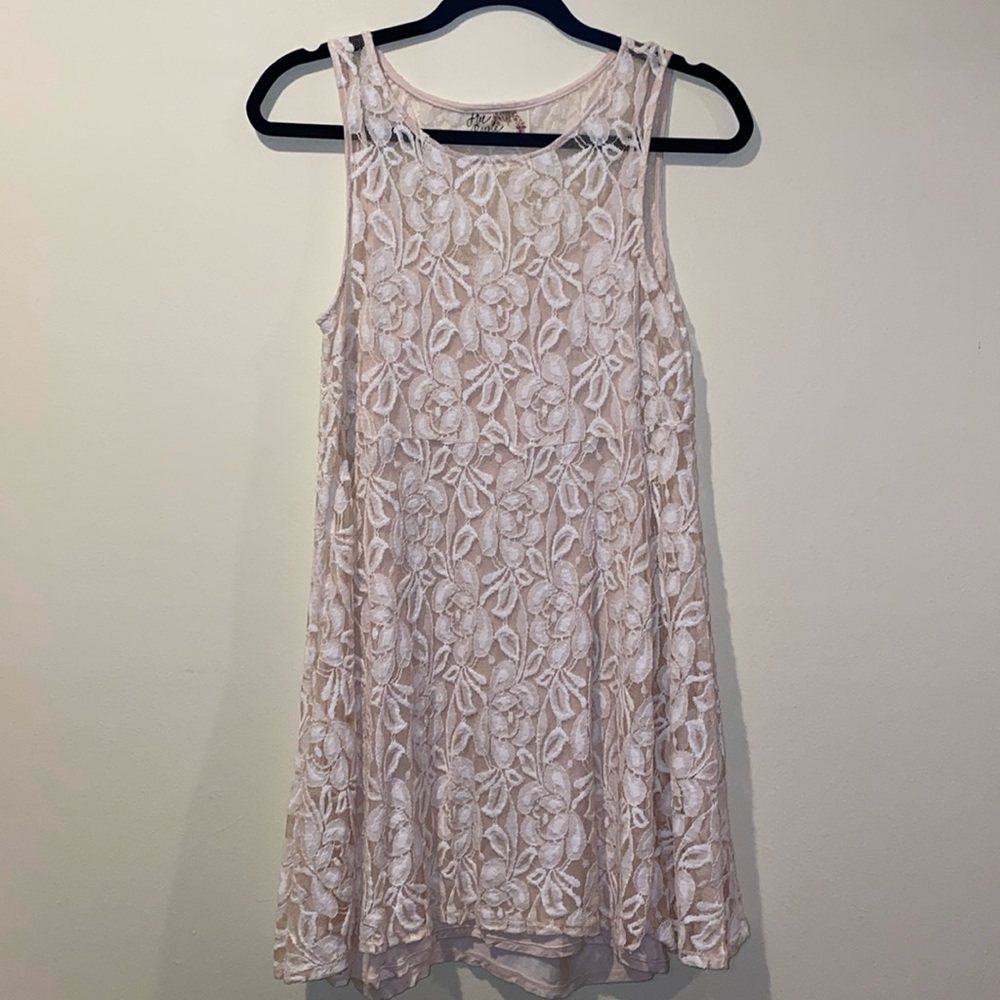 Free People Miles of Lace sleeveless tank ivory floral lace dress